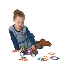 Excellerations® Magnetic Hinged Tiles with Wheeled Platforms STEM Construction Set - 66 Pieces