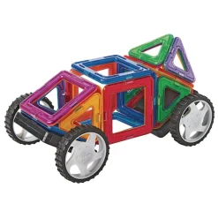 Excellerations® Magnetic Hinged Tiles with Wheeled Platforms STEM Construction Set - 66 Pieces