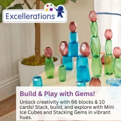 Excellerations® Mini Ice Blocks & Stacking Gems - Set of 66, 10 cards