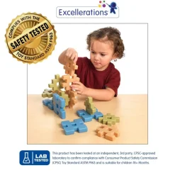 Excellerations® Natural Tones Waffle Blocks - 18 Pieces