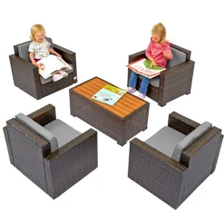 Excellerations® Outdoor Wicker Furniture 5-Piece Set (Preschool Height)