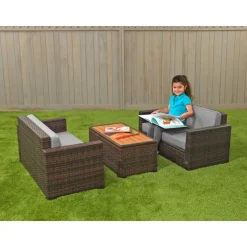 Excellerations® Outdoor Wicker Furniture 3-Piece Set (Preschool Height)