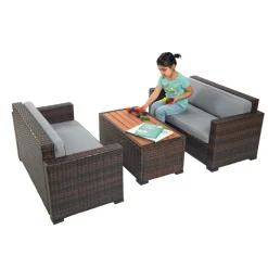 Excellerations® Outdoor Wicker Furniture 3-Piece Set (Preschool Height)