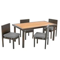 Excellerations® Outdoor Wicker Dining Set, 5-Piece Set with Table and 4 Chairs (Preschool Height)