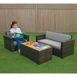 Excellerations® Outdoor Wicker Furniture 3-Piece Set (Preschool Height)