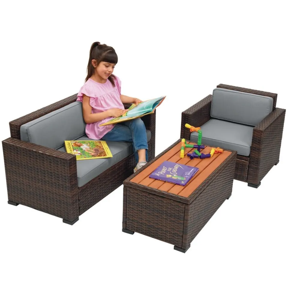 Excellerations® Outdoor Wicker Furniture 3-Piece Set (Preschool Height)