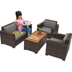 Excellerations® Outdoor Wicker Furniture 4-Piece Set (Preschool Height)