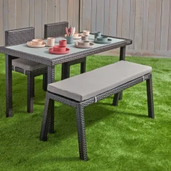 Excellerations® Outdoor Wicker Set - Table, Bench, & 2 Chairs 26" (School Age Height)
