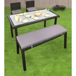 Excellerations® Outdoor Wicker Set - Table, Bench, & 2 Chairs 26