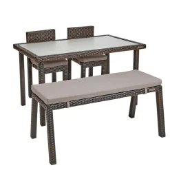 Excellerations® Outdoor Wicker Set - Table, Bench, & 2 Chairs 26