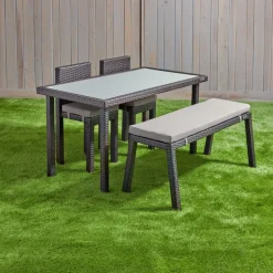 Excellerations® Outdoor Wicker Set - Table, Bench, & 2 Chairs 26