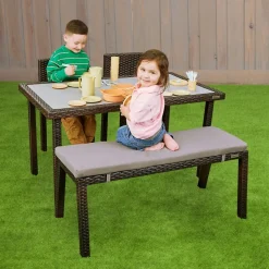 Excellerations® Outdoor Wicker Set - Table, Bench, & 2 Chairs 26