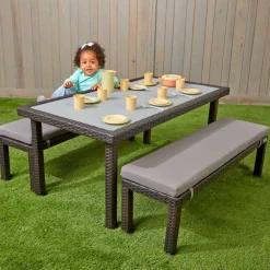 Excellerations® Outdoor Wicker Dining Set 21" (Preschool Height)