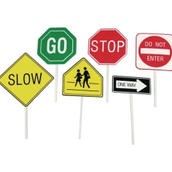 Excellerations® Play It Safe Hand-Held Traffic Signs - Set of 6