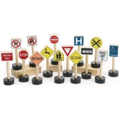 Excellerations® Premium Traffic Signs for Block Play - Set of 15