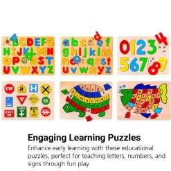 Excellerations® Preschool Puzzles - Letters, Numbers, and Signs - Set of 6