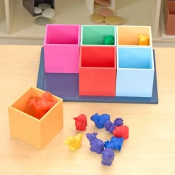 Excellerations® Rainbow Wooden Sorting Boxes & Jumbo Farm Counters Kit