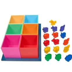 Excellerations® Rainbow Wooden Sorting Boxes & Jumbo Farm Counters Kit