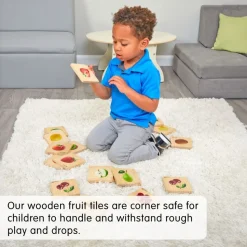Excellerations® Reversible Wooden Fruit Tiles - Set of 18 Tiles