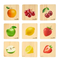 Excellerations® Reversible Wooden Fruit Tiles - Set of 18 Tiles