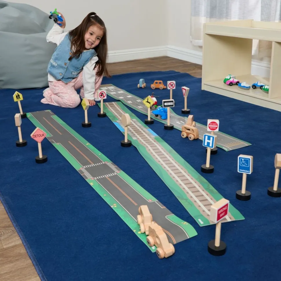 Excellerations® RouteRunner™ Roll Up Roadway Play Mats & Traffic Signs