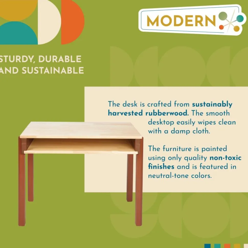 Excellerations® Sustainable Rubberwood Desk (Preschool Height)