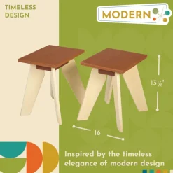 Excellerations® Sustainable Rubberwood Play Stools Set of 2
