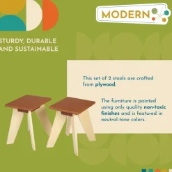 Excellerations® Sustainable Rubberwood Play Stools Set of 2