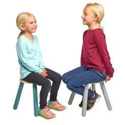 Excellerations® Sustainably Harvested Rubber Wood Emotions Stool - Set of 2 Emotions, Happy and Sad