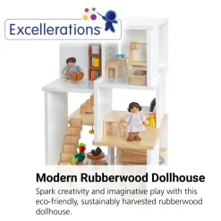 Excellerations® Sustainably Harvested Rubberwood Modern Dollhouse