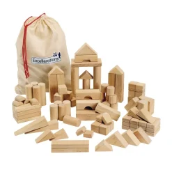 Excellerations® Sustainably Harvested Rubberwood Tabletop Unit Blocks - 110 Piece Set
