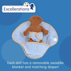 Excellerations® TenderTots™ Calming Plush Baby Dolls With Swaddle Blanket & Diaper - 12 Pieces