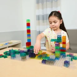 Excellerations® Translucent Building Bricks & 4 Baseplates Kit - 144pcs