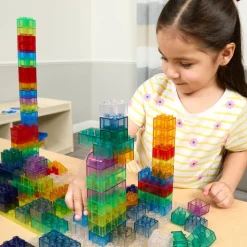 Excellerations® Translucent Building Bricks & 4 Baseplates Kit - 144pcs