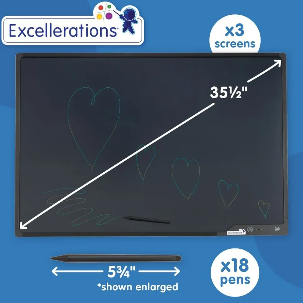 Excellerations® WallScribe™ LCD Board - Set of 3 + 18 Stylus Pens