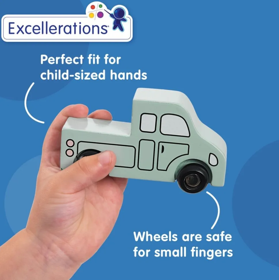 Excellerations® Wooden Cars & Trucks - Set of 4