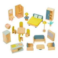 Excellerations® Wooden Deluxe Dollhouse - 28 Pieces - Natural