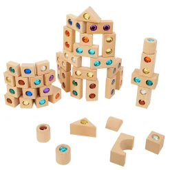 Excellerations® Wooden Gem Blocks - Set of 50 with Tray