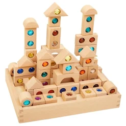 Excellerations® Wooden Gem Blocks - Set of 50 with Tray