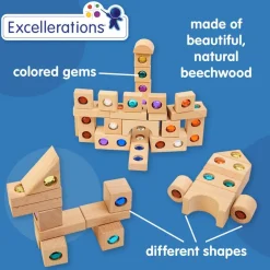 Excellerations® Wooden Gem Blocks - Set of 50 with Tray