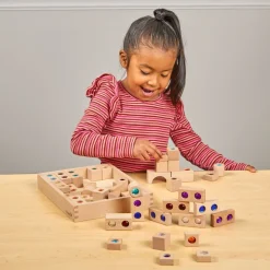 Excellerations® Wooden Gem Blocks - Set of 50 with Tray