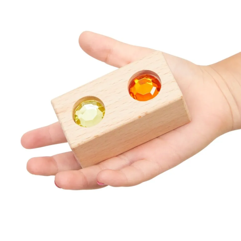 Excellerations® Wooden Gem Blocks - Set of 50 with Tray