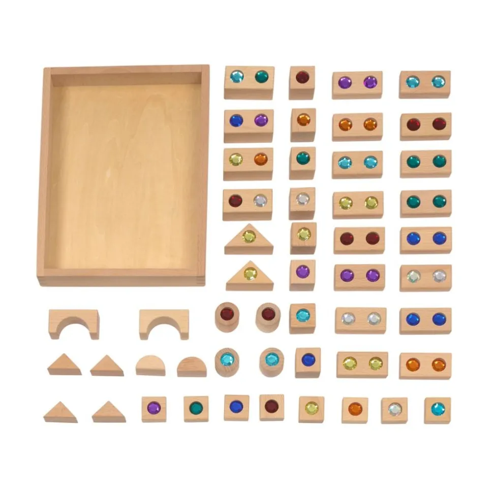 Excellerations® Wooden Gem Blocks - Set of 50 with Tray