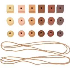 Excellerations® Wooden Natural Lacing Beads - 80 Pieces