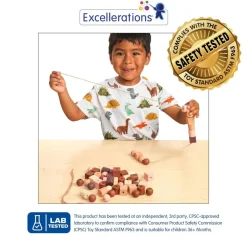 Excellerations® Wooden Natural Lacing Beads - 80 Pieces