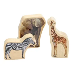 Excellerations® Wooden Photo Blocks Jungle Animals - Set of 6