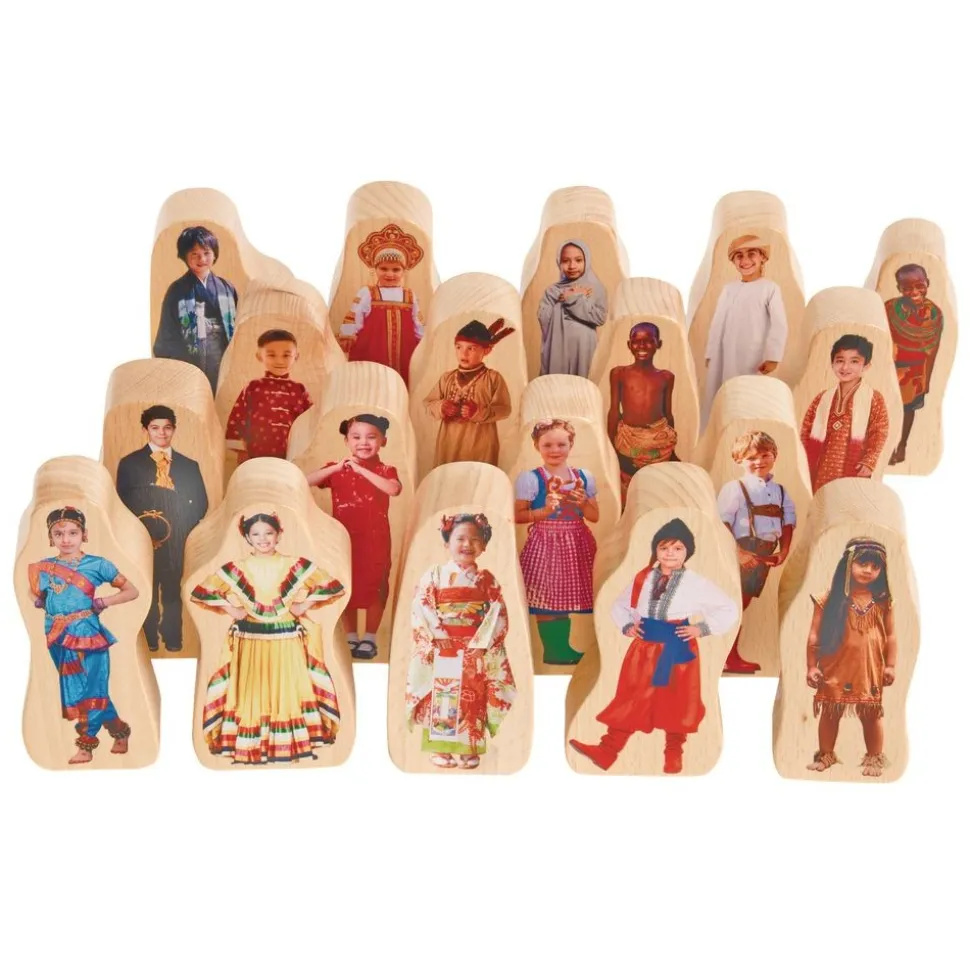 Excellerations® Wooden Photo Blocks Multicultural People Set of 18