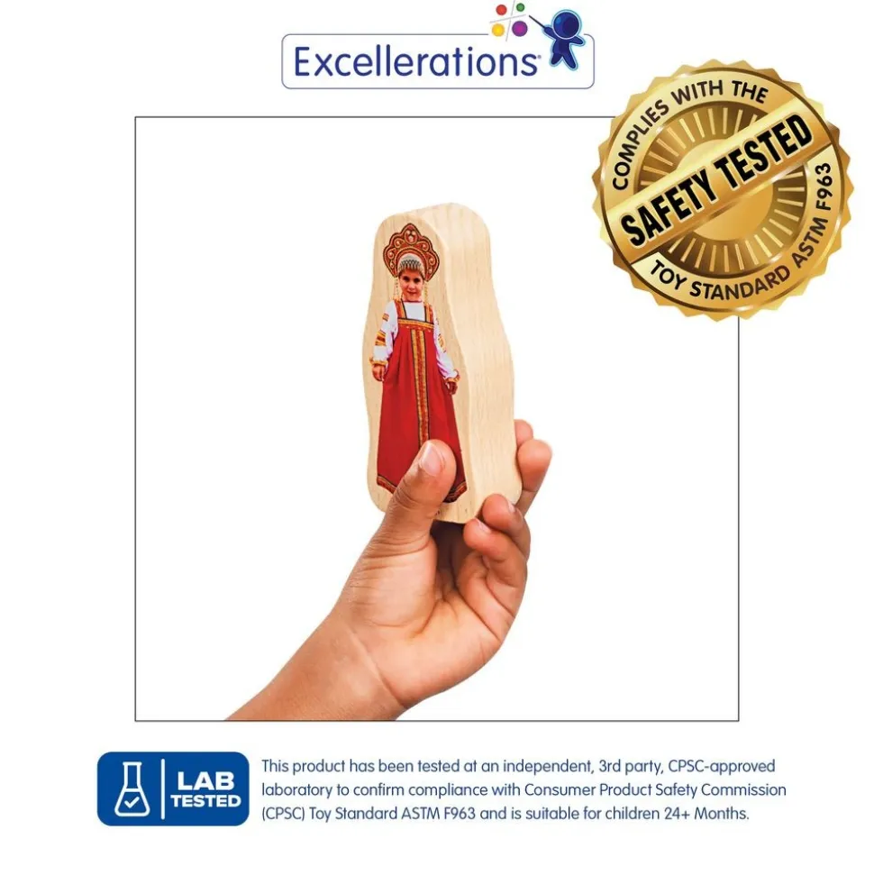 Excellerations® Wooden Photo Blocks Multicultural People Set of 18