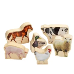 Excellerations® Wooden Photo Blocks Farm Animals - Set of 6