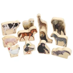 Excellerations® Wooden Photo Blocks Animals - Set of 12